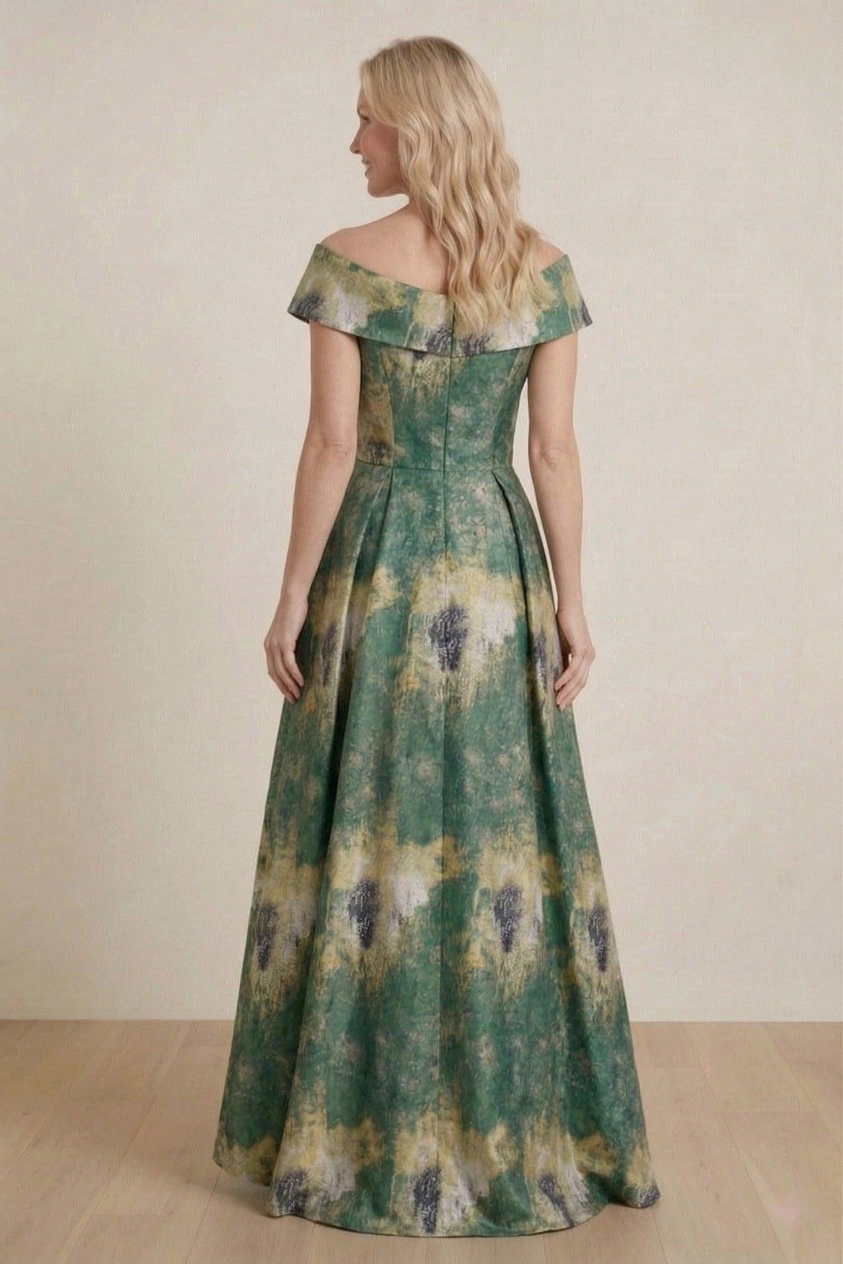 Vedress jacquard mother of bride dress zipper back rear view